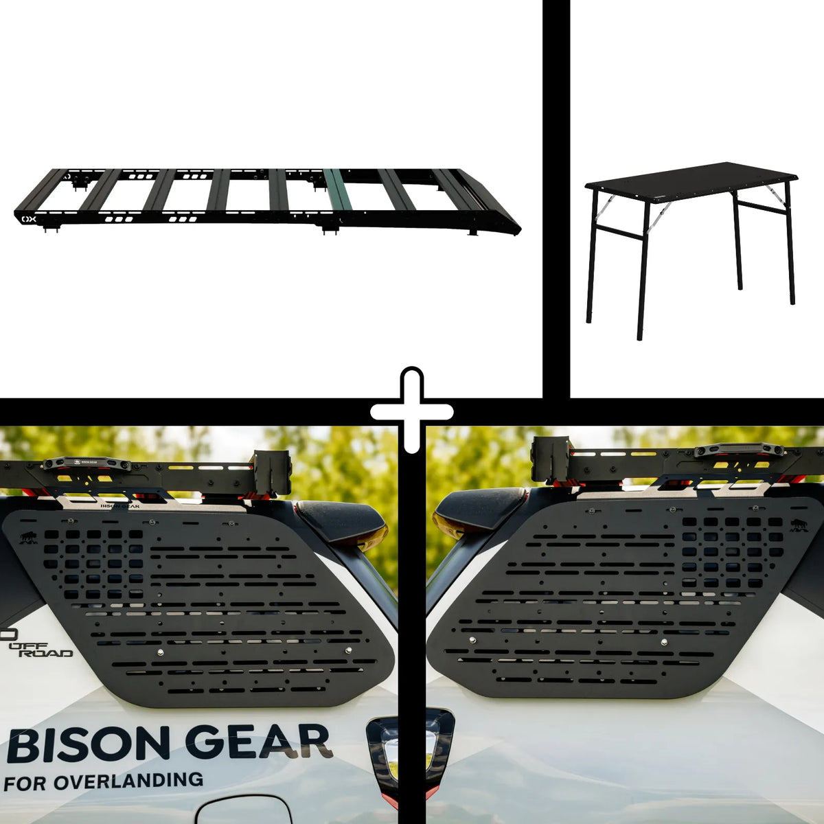 SET: OX PRO Dachträger + 2 x Paneele (Flachprofil) + Tisch - 4Runner 5. Gen