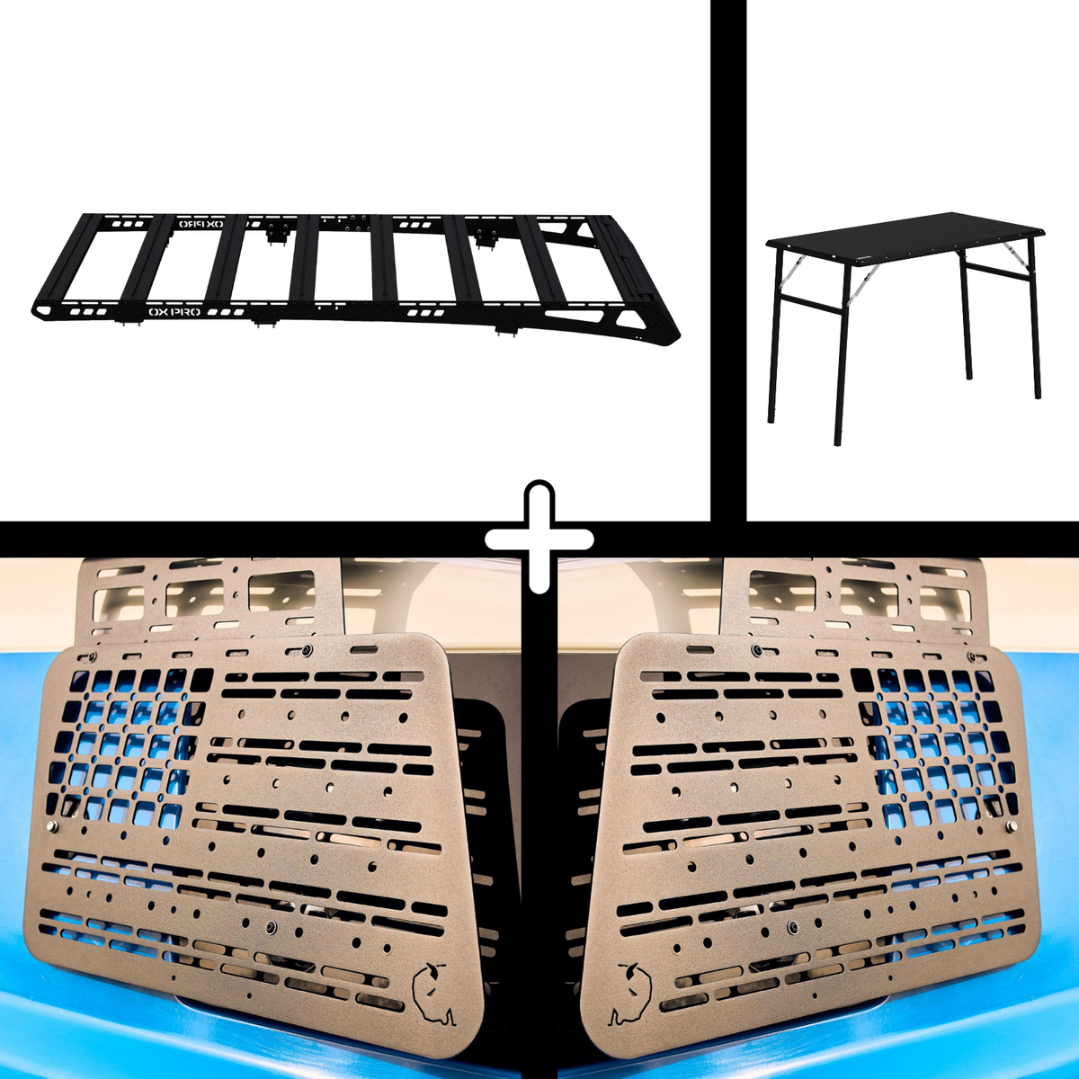 SET: OX PRO Dachträger + 2 x Paneele (links + rechts) + Tisch - FJ Cruiser