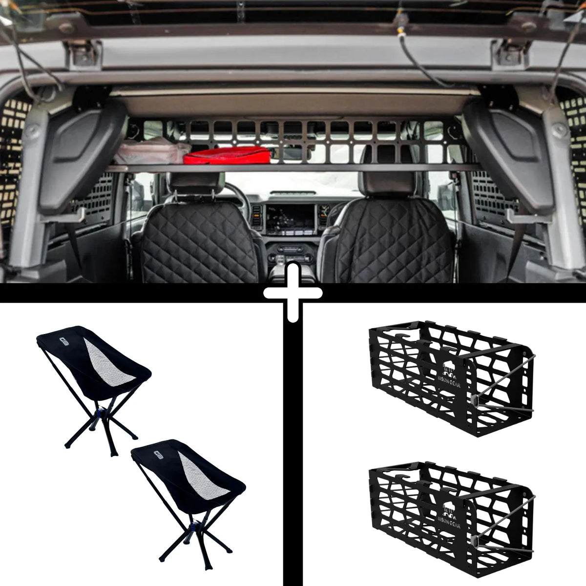 SET: Roof Shelf + 2x YAK Stuhl + 2x YAK Stuhlhalterung - Bronco 6G 2-Türer
