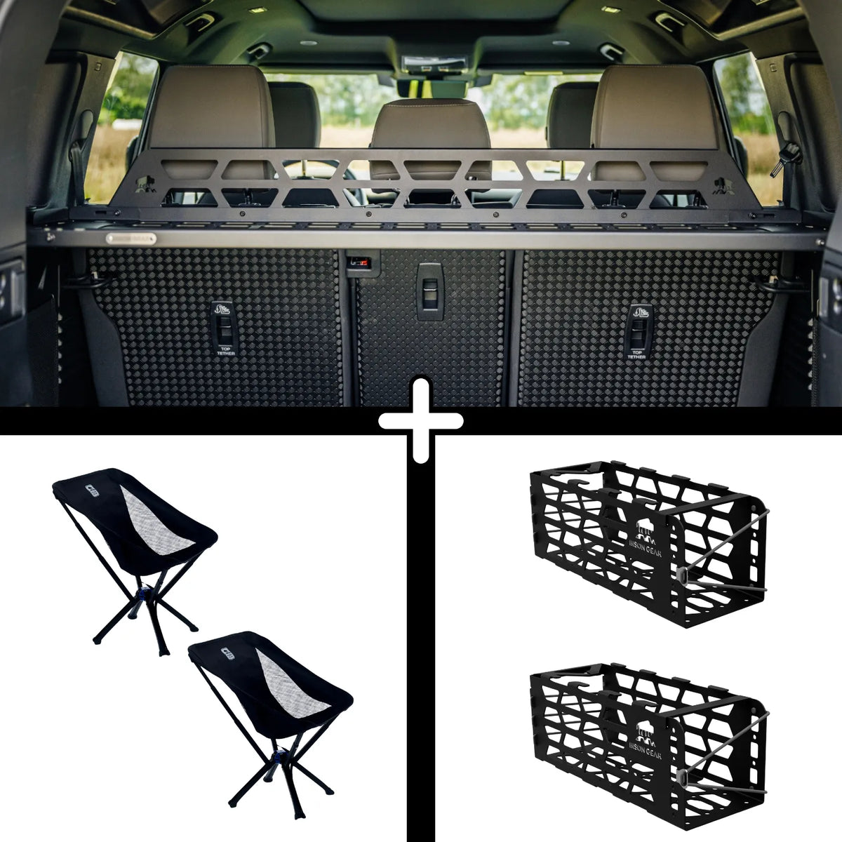 SET: Roof Shelf + 2x YAK Stuhl + 2x YAK Stuhlhalterung - Defender L663 (110)