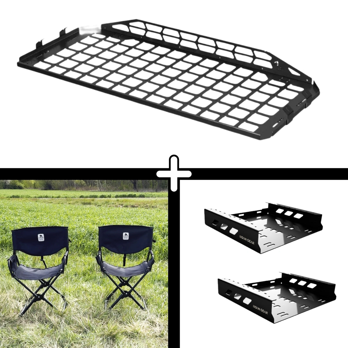 SET: Roof Shelf + 2x ELK Stuhl + 2x Stuhlaufbewahrung - LC120/GX470