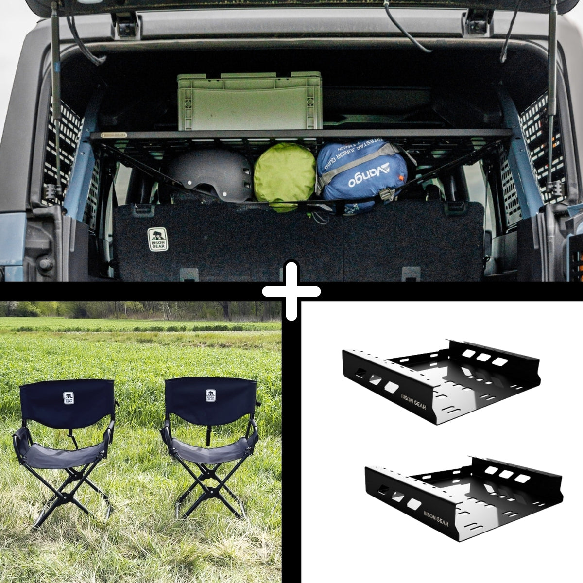 SET: Roof Shelf + 2x ELK Stuhl + 2x Stuhlaufbewahrung - Bronco 6G 4-Türer
