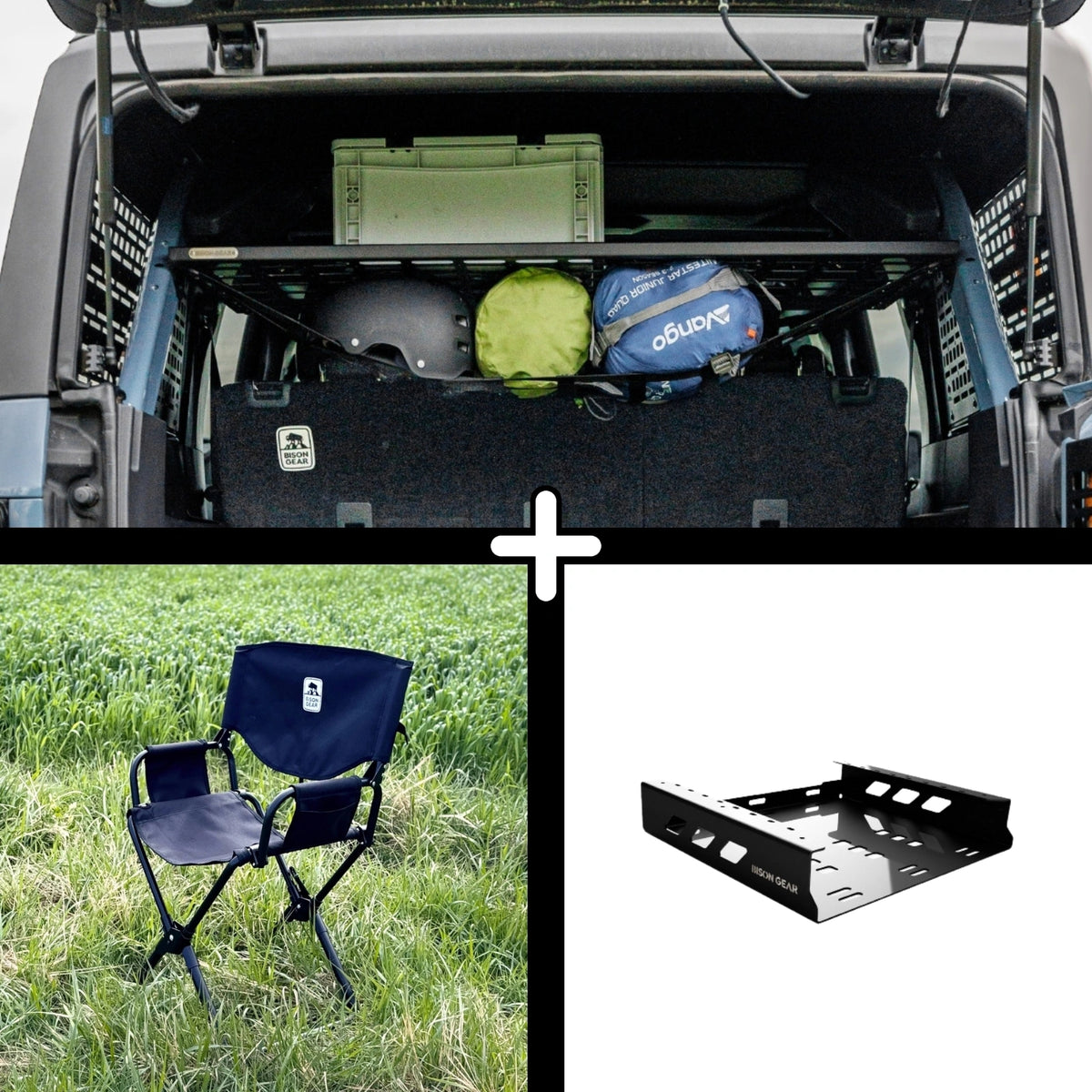 SET: Roof Shelf + ELK Stuhl + Stuhlaufbewahrung - Bronco 6G 4-Türer