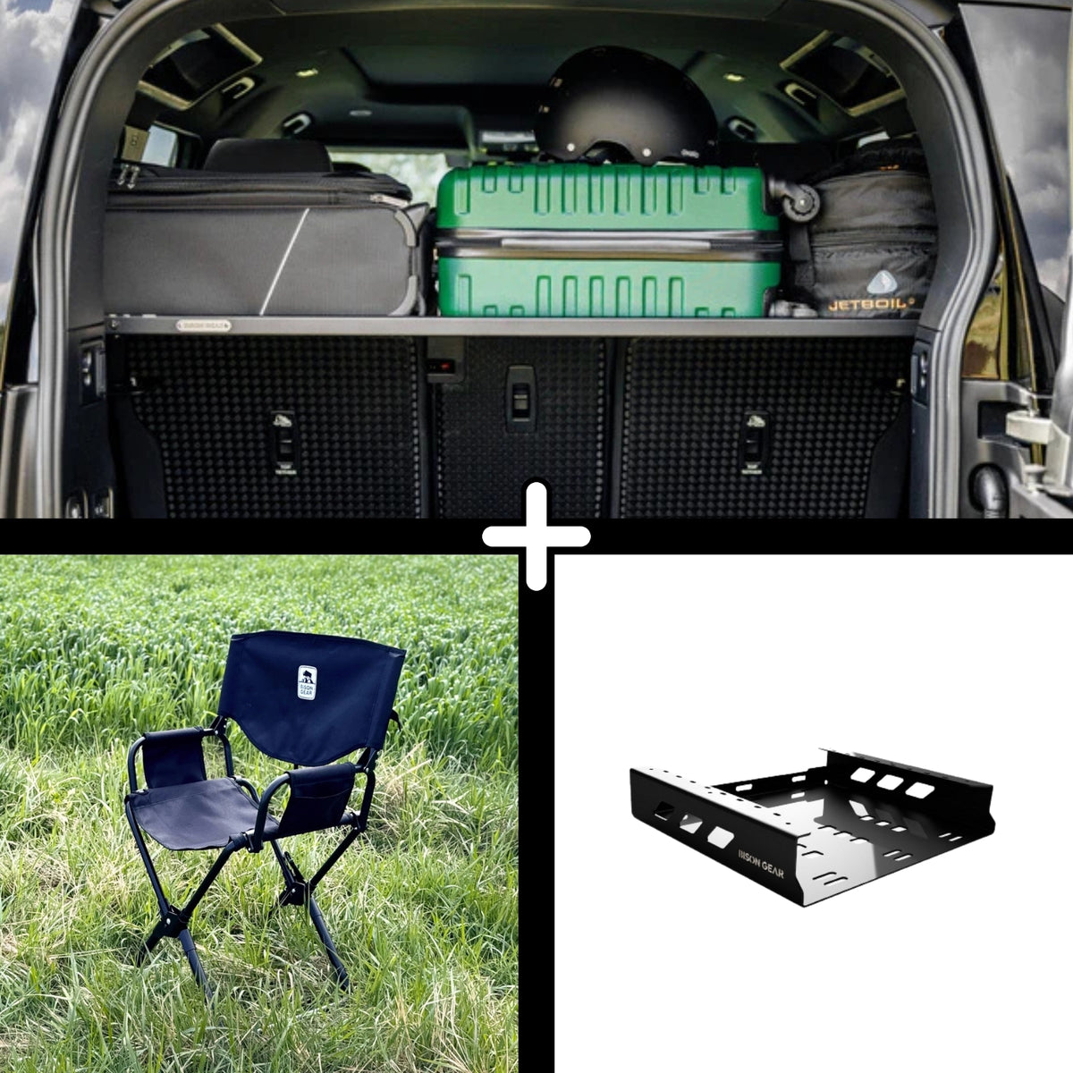 SET: Roof Shelf + ELK Stuhl + Stuhlaufbewahrung - Defender L663 (110)