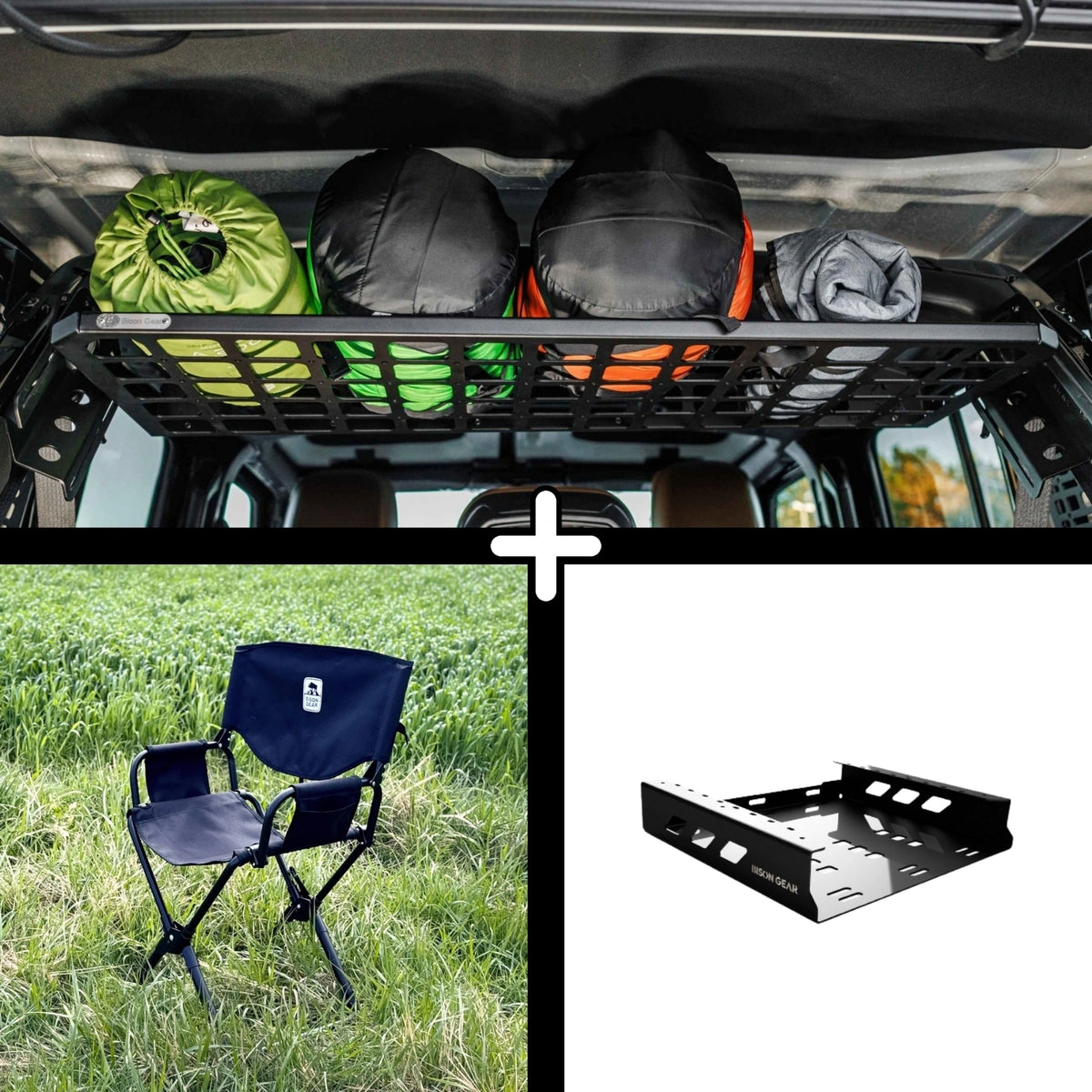 SET: Roof Shelf + ELK Stuhl + Stuhlaufbewahrung - Wrangler JLU