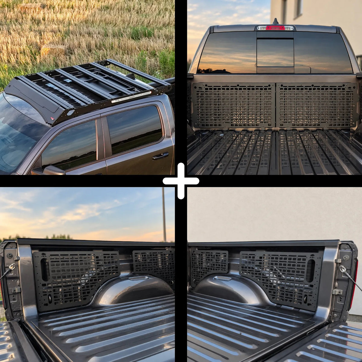 SET: OX PRO Dachträger + 4 x Seitliche Paneele + 2 x Vordere Paneele - RAM 1500 DT (5. Gen)