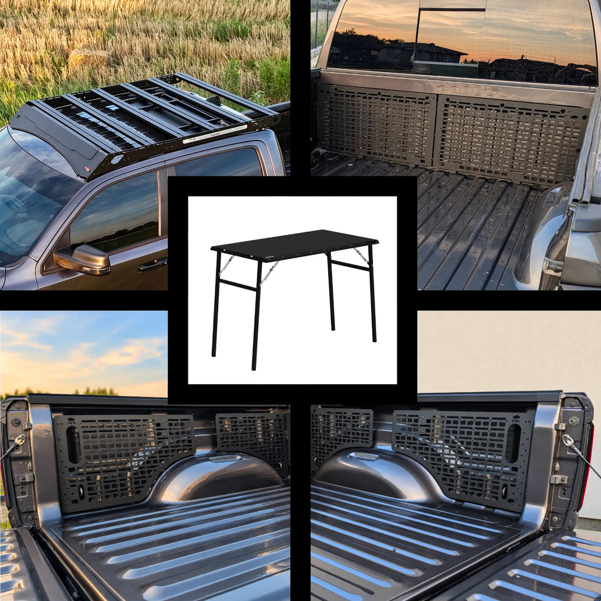 SET: OX PRO Dachträger + 4 x Seitliche Paneele + 2 x Vordere Paneele + Tisch - RAM 1500 DT (5. Gen)