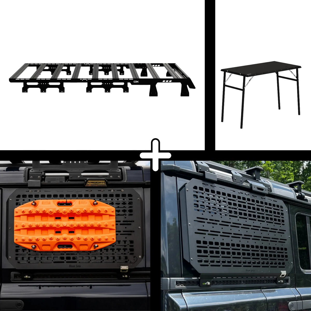 SET: 1/1 OX PRO Dachträger + 2 x Paneele (links + rechts) + Campingtisch - Grenadier