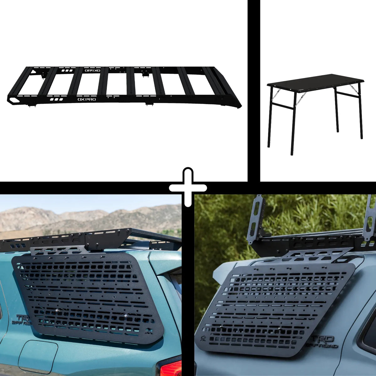 SET: OX PRO Dachträger + 2 x Paneele (links + rechts) + Tisch - 4Runner 6. Gen