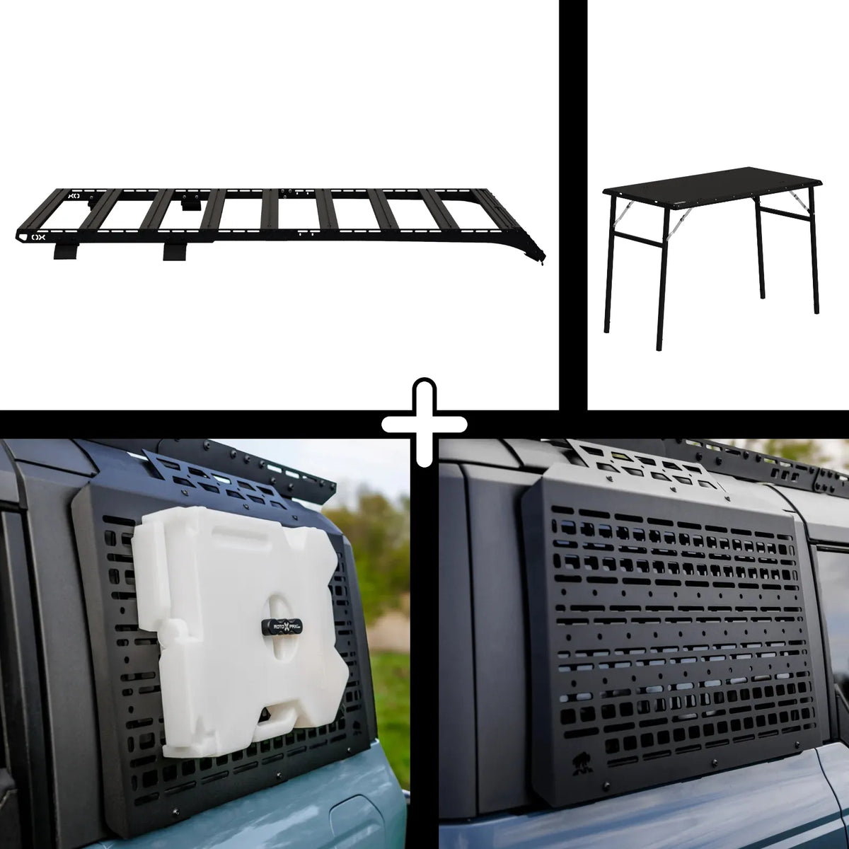 SET: OX PRO Dachträger + 2 x Paneele (links + rechts) + Tisch - Bronco 6G 4-Türer