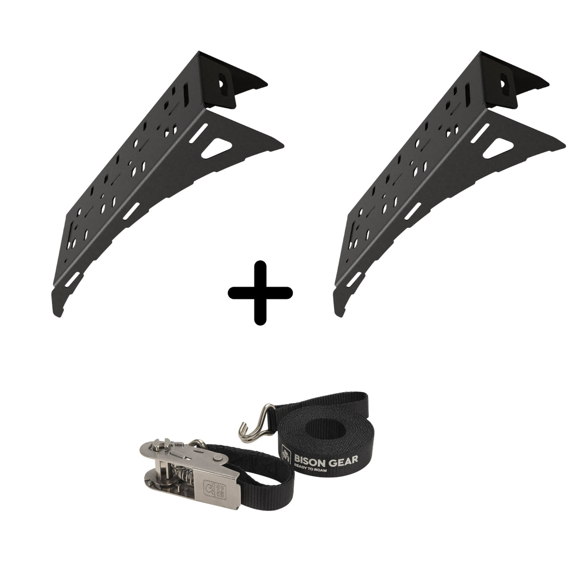 SET: 2 x Universal-Radhalterung + 1 x NEUES Edelstahlband-1-Bison Gear