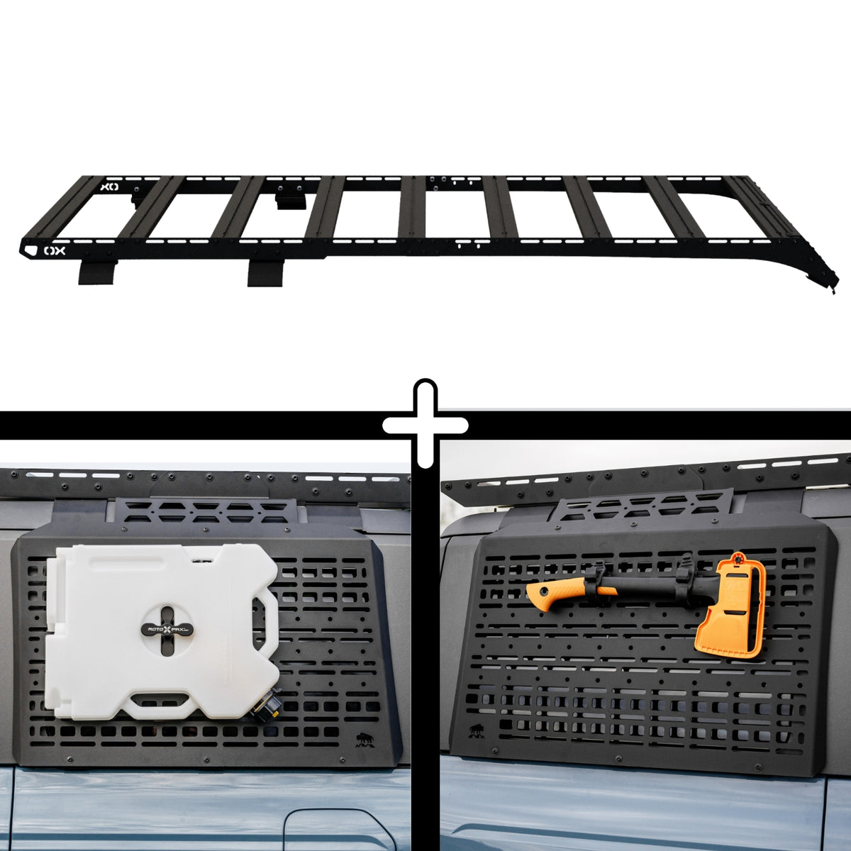 SET: OX PRO Dachträger + 2x MOLLE-Paneele - Bronco 6G 4-Türer-1-Bison Gear