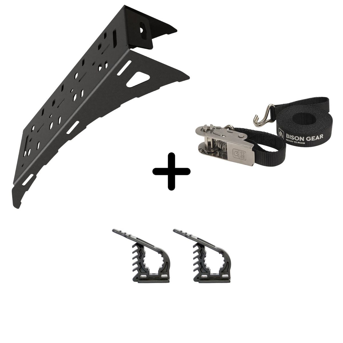 SET: Universal-Radhalterung + NEUES Edelstahlband + 2 Stk. FitRub 32-45mm-1-Bison Gear