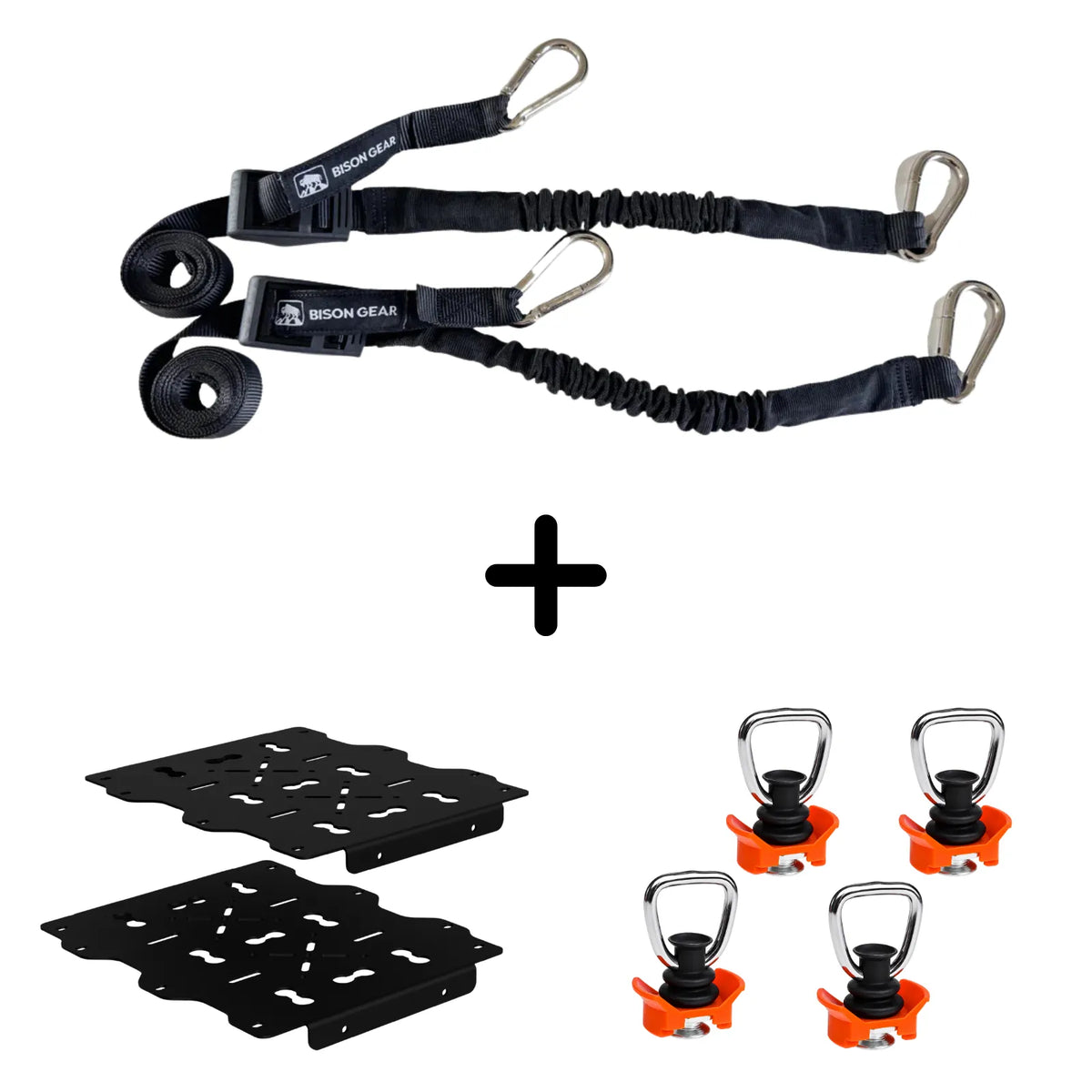 SET: OX PRO Dachträger-Paneele (2 Stk.) + BOA-Zurrgurte (2 Stk.) + Zurrpunkte AIRLINE (4 Stk.)