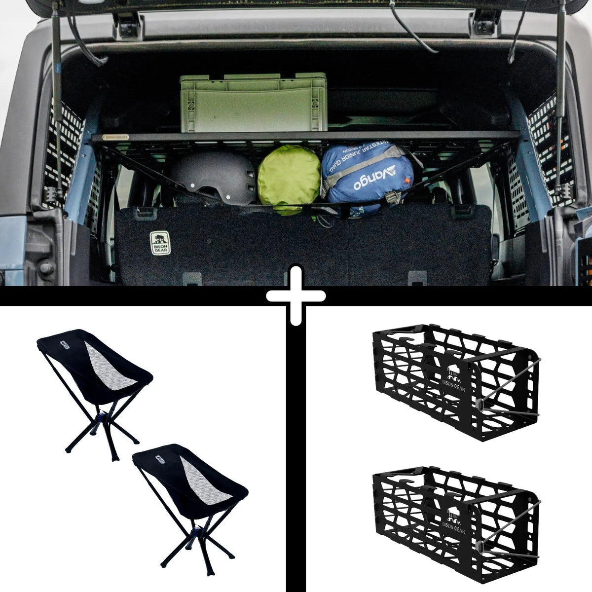 SET: Roof Shelf + 2x YAK Stuhl + 2x YAK Stuhlhalterung - Bronco 6G 4-Türer