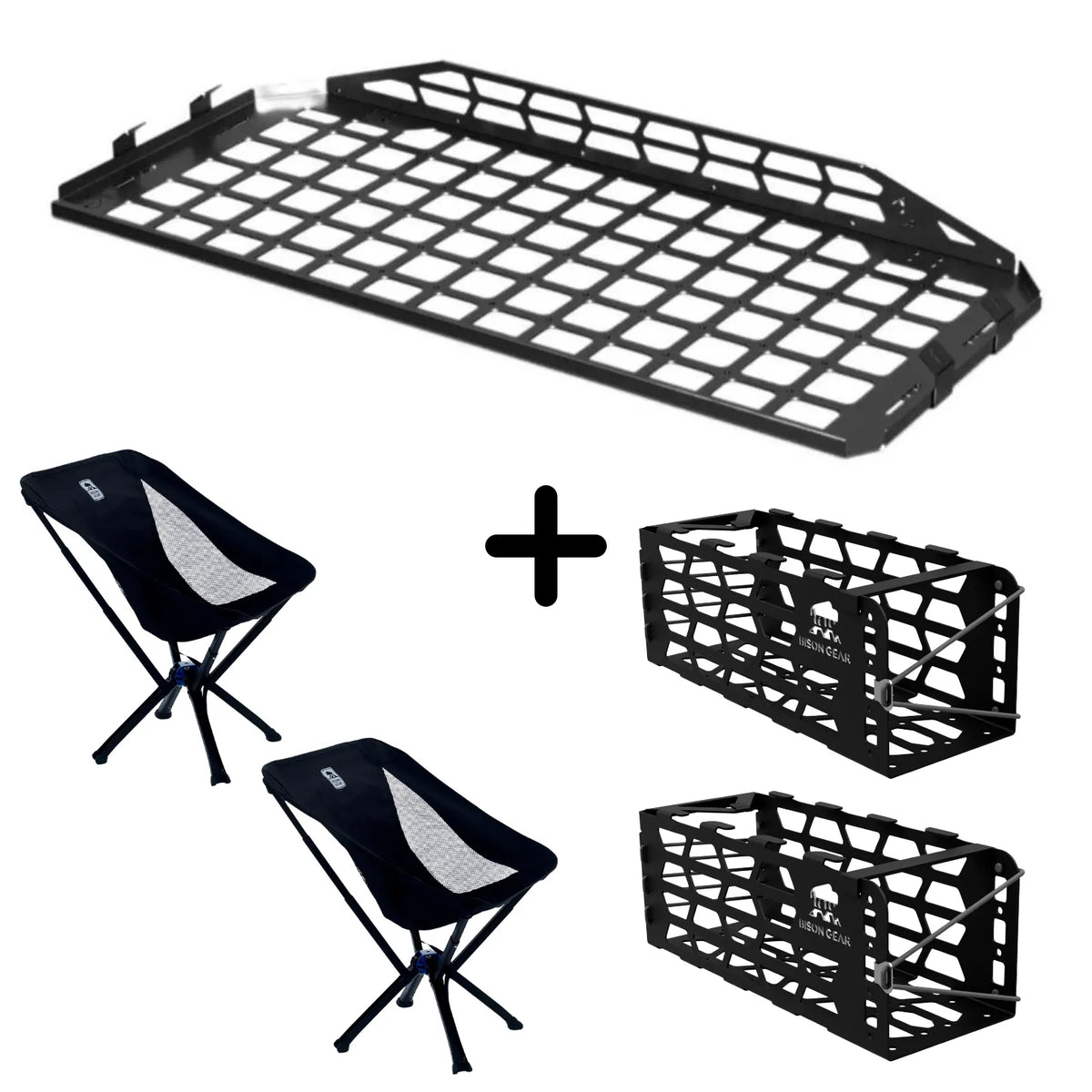 SET: Roof Shelf + 2 x YAK Stuhl + 2 x YAK Stuhlhalterung - LC120/GX470