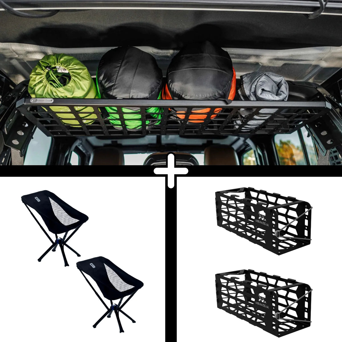 SET: Roof Shelf + 2x YAK Stuhl + 2x YAK Stuhlhalterung - Wrangler JLU