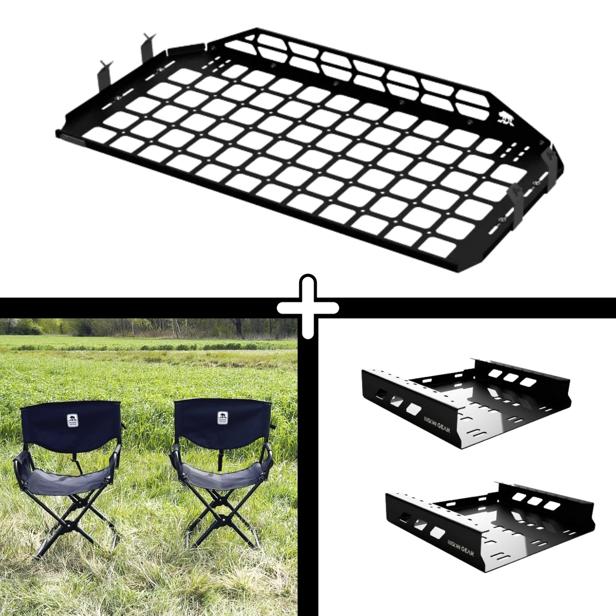 SET: Roof Shelf + 2x ELK Stuhl + 2x Stuhlaufbewahrung - LC150/GX460
