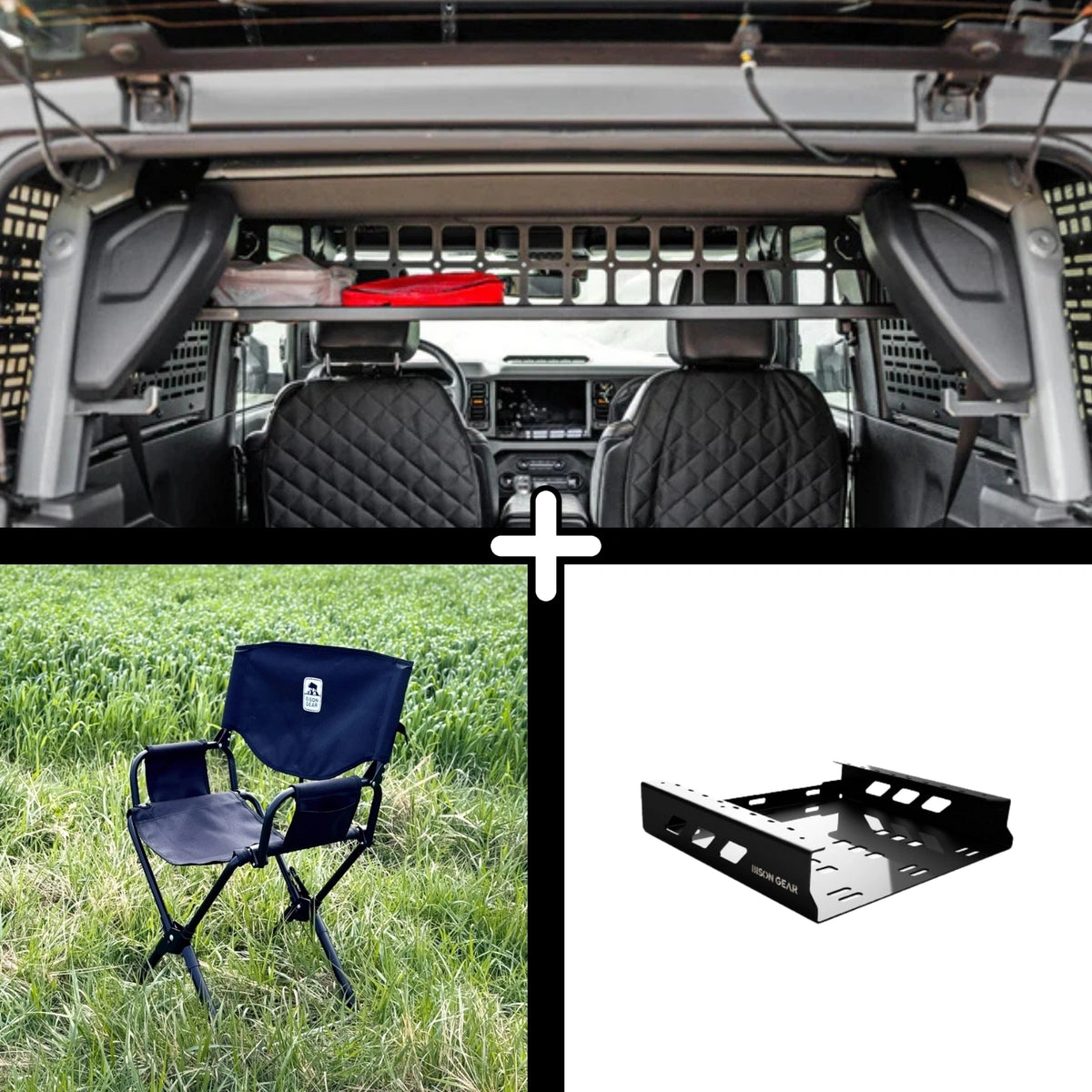 SET: Roof Shelf + ELK Stuhl + Stuhlaufbewahrung - Bronco 6G 2-Türer